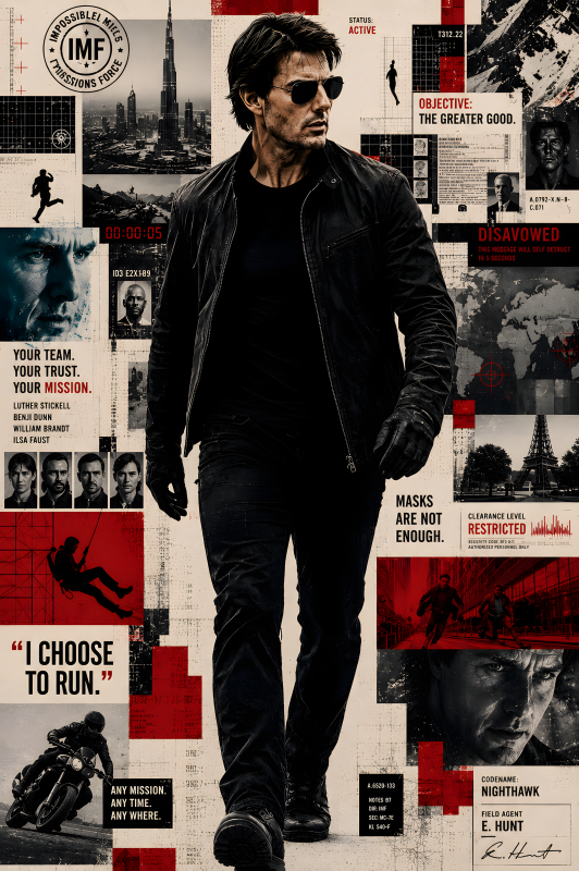 Impossible Mission Tom Cruise | 3D Sculpted Metal Poster