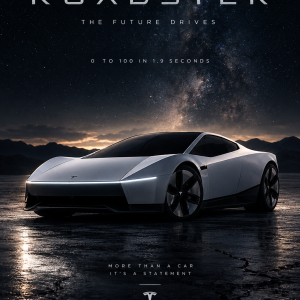Tesla Roadster | 3D Sculpted Metal Poster