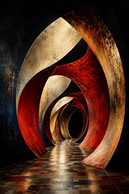 Crimson Passage | 3D Sculpted Metal Poster