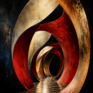 Crimson Passage | 3D Sculpted Metal Poster