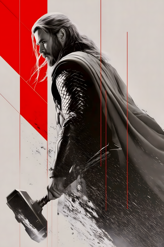 Thunder Warrior | 3D Sculpted Metal Poster