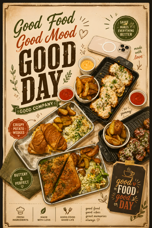 Good Food Good Mood | 3D Sculpted Metal Poster