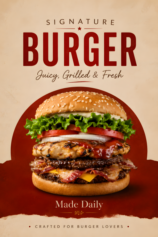 Signature Burger | 3D Sculpted Metal Poster