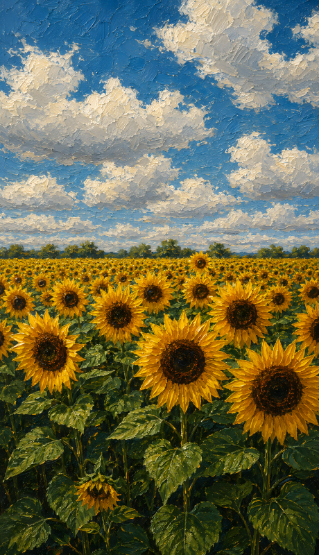 Sunflower Field | 3D Sculpted Metal Poster