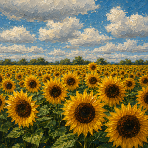 Sunflower Field | 3D Sculpted Metal Poster