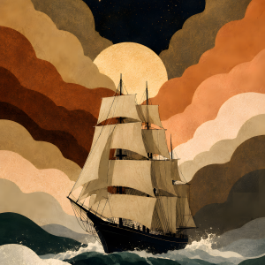 Moonlit Voyage | 3D Sculpted Metal Poster