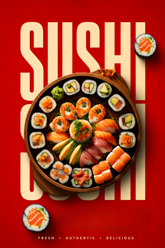 Sushi Feast | 3D Sculpted Metal Poster