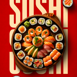 Sushi Feast | 3D Sculpted Metal Poster