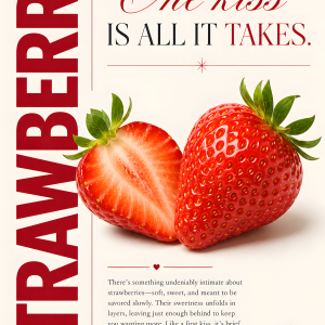 Strawberry One Kiss | 3D Sculpted Metal Poster
