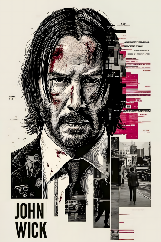 John Wick Noir | 3D Sculpted Metal Poster