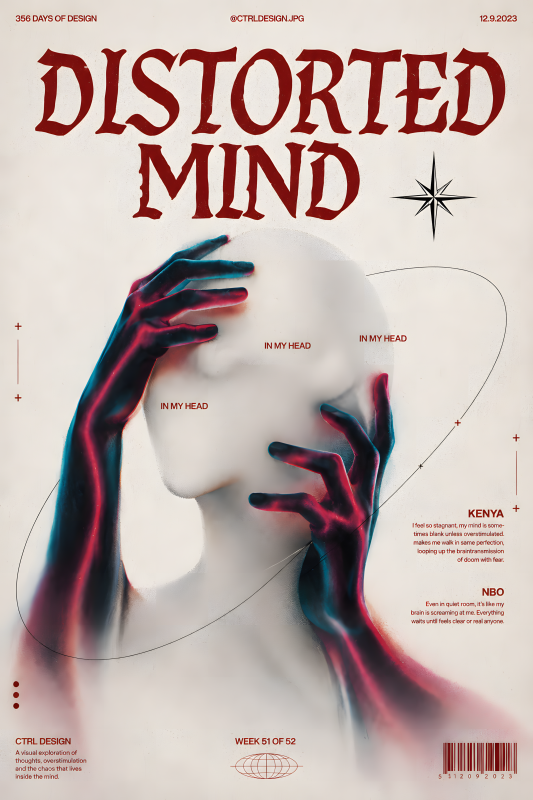 Distorted Mind | 3D Sculpted Metal Poster