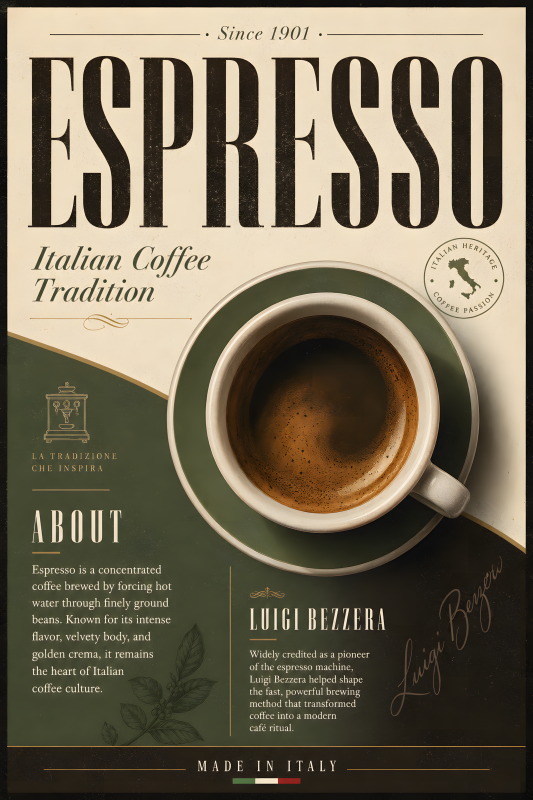 Espresso Tradition | 3D Sculpted Metal Poster