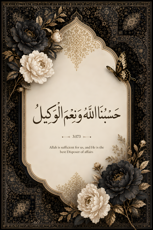 Hasbunallahu Wa Nimal Wakeel | 3D Sculpted Metal Poster