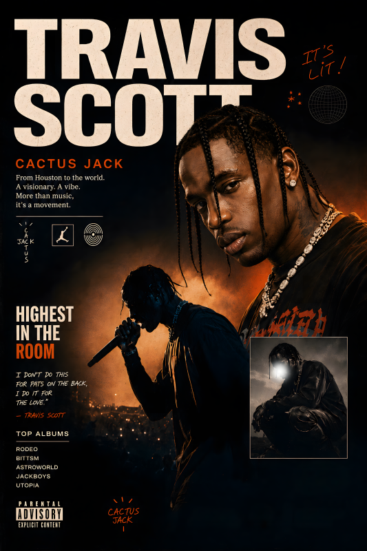 Travis Scott | 3D Textured Metal Poster