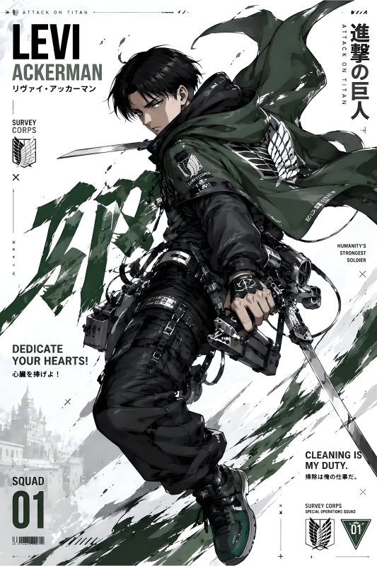 Captain Levi | 3D Sculpted Metal Poster