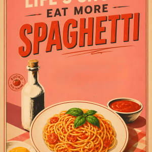 Spaghetti La Dolce Vita | 3D Sculpted Metal Poster