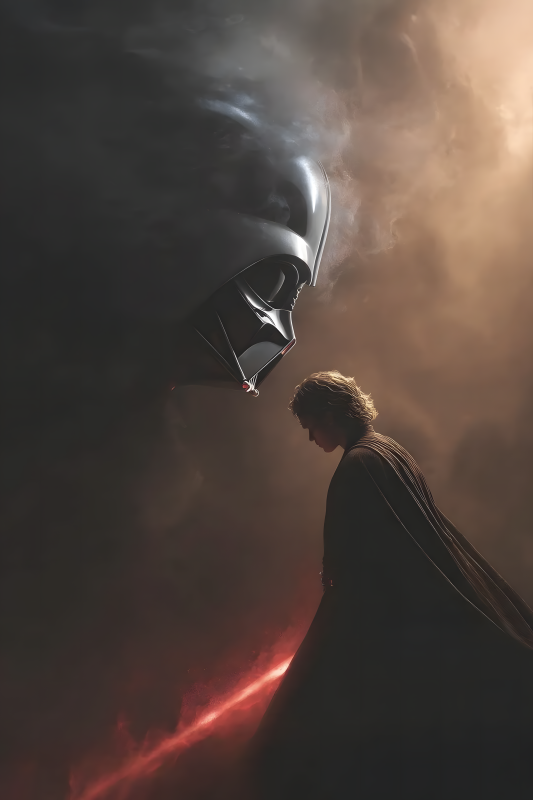 Dark Side Legacy | Anakin x Dark Vader | 3D Sculpted Metal Poster