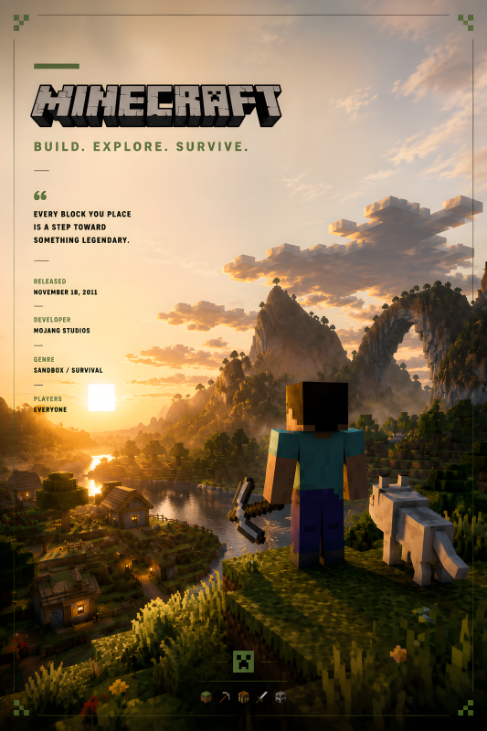 Minecraft Adventure | 3D Sculpted Metal Poster